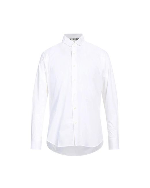 Camicia bianca in cotone vestibilità regular ricamata di Aquascutum in White da Uomo
