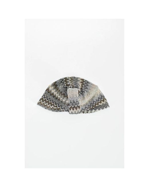 Missoni Gray Chevron Gestrickter Viskose Turban Mit Fransen