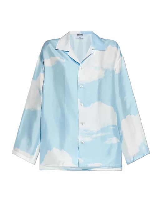 Moschino Overhemden ,Blauw ,Wol Zijden Overhemd in het Blue