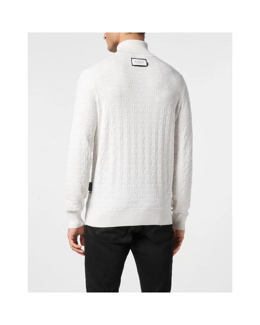 Philipp Plein Truien & Vesten ,Wit ,Wol Turtle Neck Monogram in het White voor heren