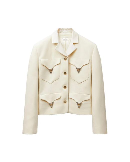 Versace White Stretch Woll Sakko