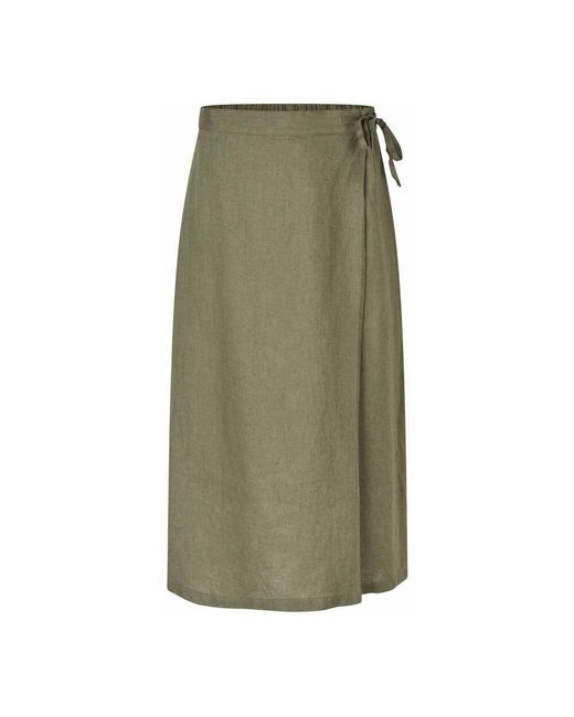 Masai Green Grüner Leinen Wickelrock Klassischer Stil