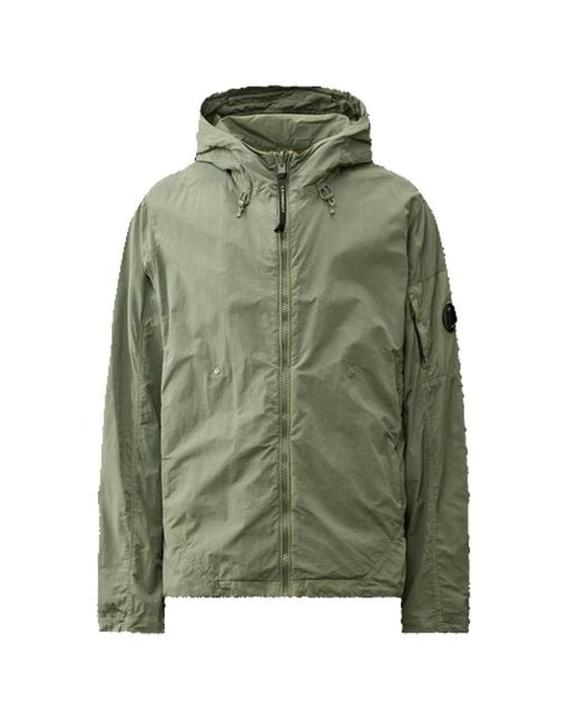 C P Company Green Flatt Nylon Reversible Hooded Jacket Agave for men