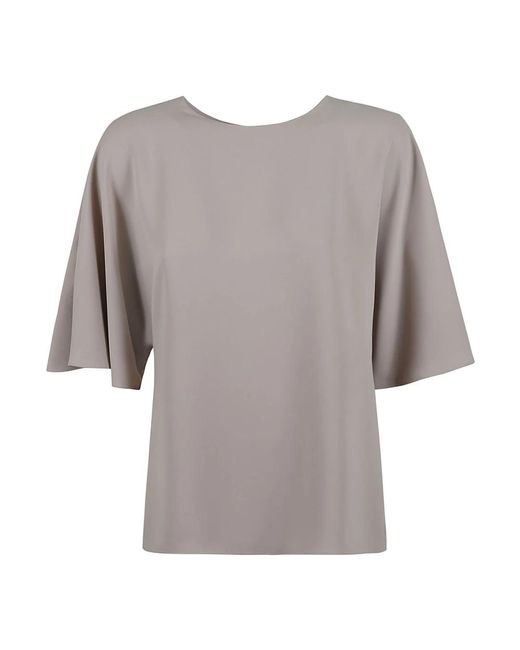 P.A.R.O.S.H. Overhemden ,Grijs ,Satijn Blauwe Satijnen Blouse Met Korte Mouwen in het Gray
