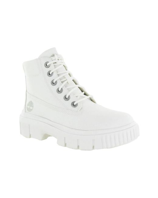 Timberland White Lace-Up Boots