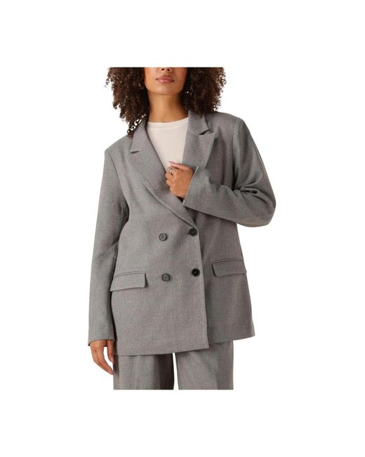 Notre-v Jassen ,Grijs ,Polyester Grijze Blazer Voor Stijlvolle Vrouwen in het Gray