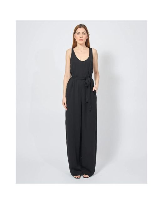 ARMANI EXCHANGE Jumpsuits & Playsuits ,Zwart ,Zwarte Mouwloze Jumpsuit Jurk Met Riem in het Black