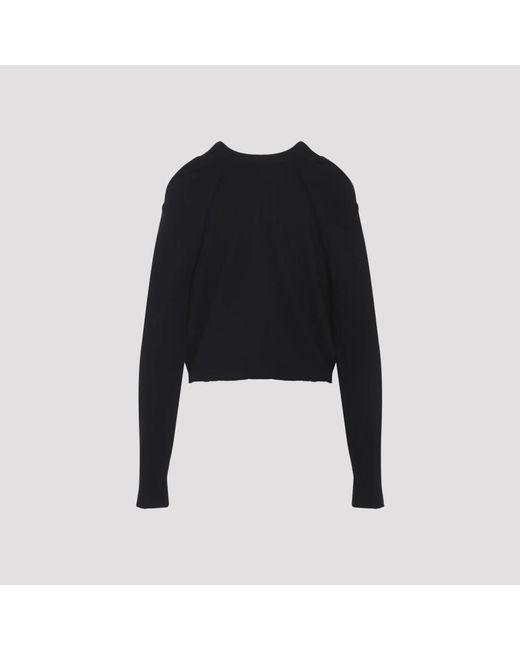 Maison Margiela Black Wool Crewneck Sweater With Signature Stitching