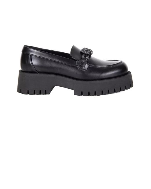 Baldinini Black Schwarze Lederslipper