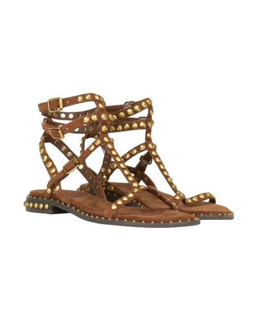Ash Brown Flat Sandals