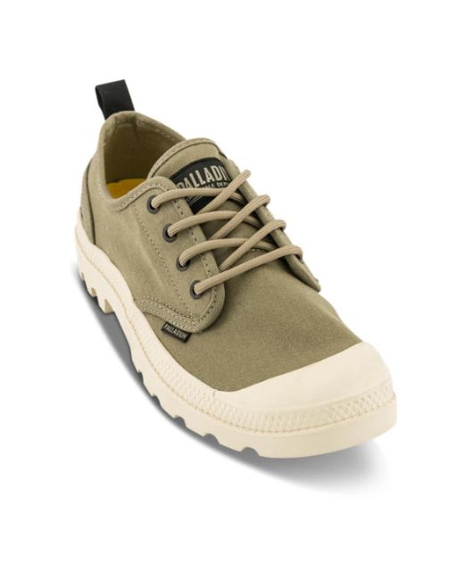 Palladium Natural Grüne canvas schnürschuhe