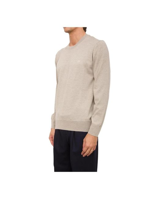 Etro Beiger Gestrickter C-Neck Pullover in Natural für Herren