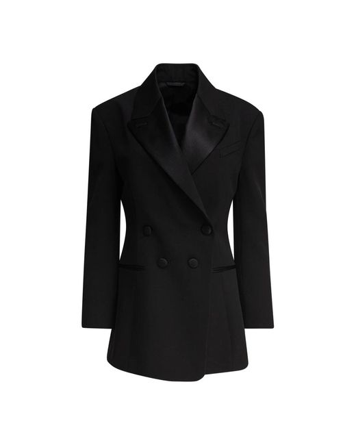 Givenchy Zwarte Jas Met Geplooide Achterkant in het Black