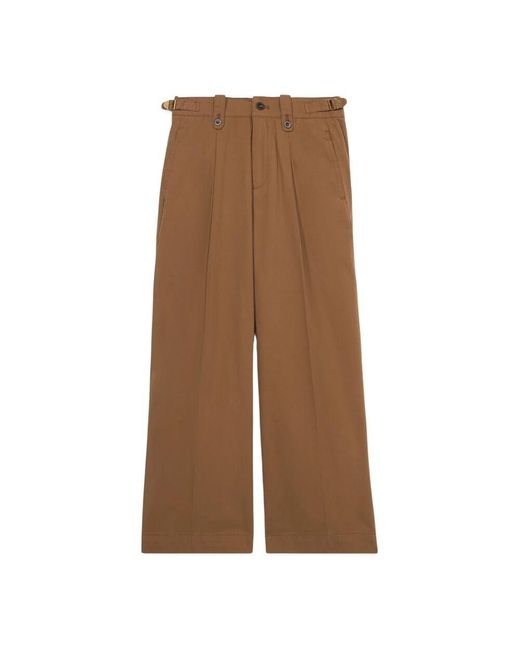Oltre Brown Palazzo-Hose Aus Baumwollmischgewebe