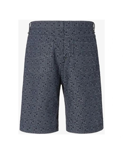 Fendi Blue Denim Shorts for men