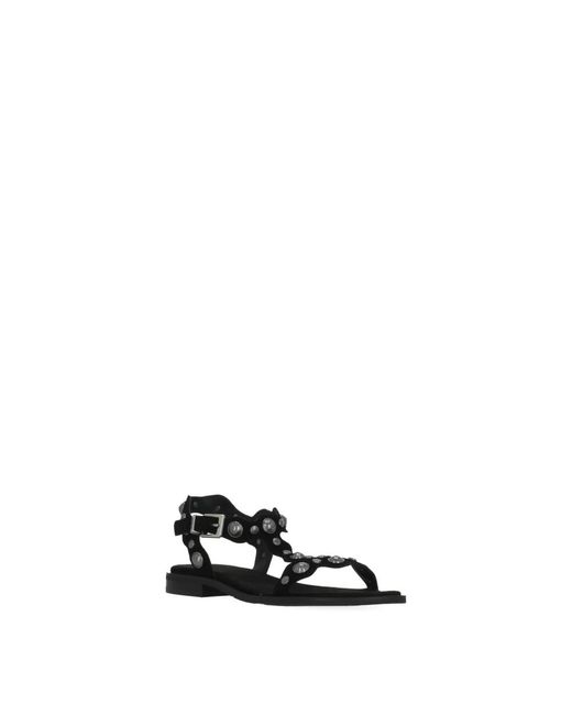 Ash Black Flat Sandals