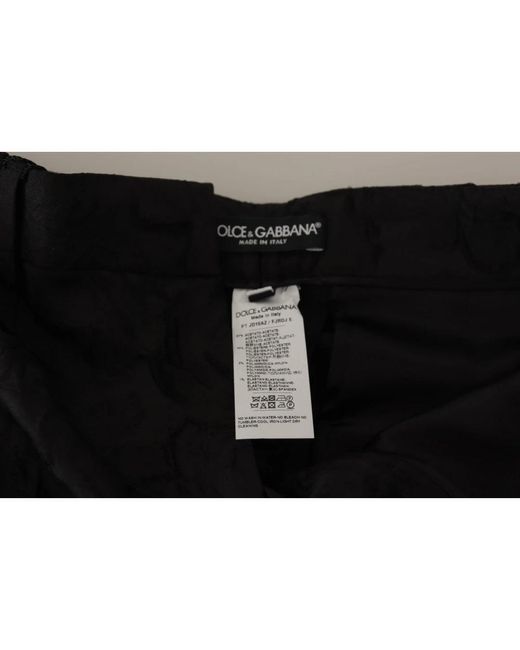 Dolce & Gabbana Black Schwarze brokat-cropped-high-waist-hose