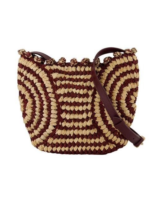 Vanessa Bruno Brown Raphia Crossbody Tasche