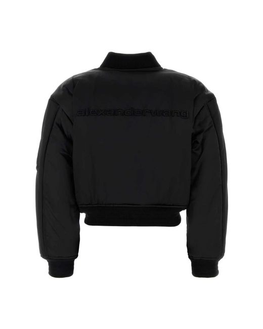 ジャケット ALEXANDER WANG BLACK NYLON BOMBER JACKET Alexander Wang Black Slanted Bomber Jacket Alexander Wang