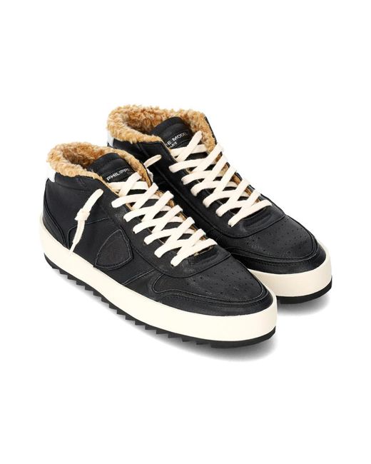 Philippe Model Schoenen ,Zwart ,Leer Sneakers Nice Tennis in het Black voor heren