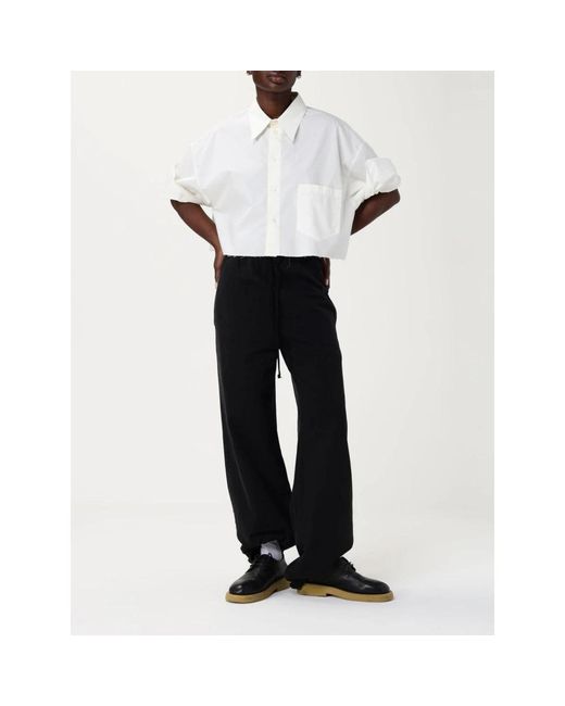MM6 by Maison Martin Margiela White Weißes V-Ausschnitt Top Eleganter Stil