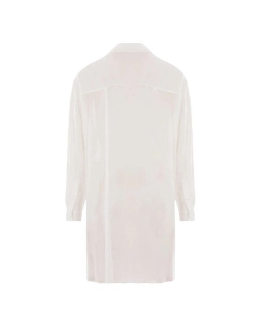 Yohji Yamamoto White Durchsichtige Drapierte Bluse