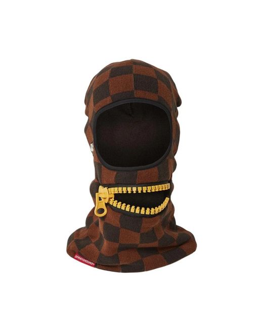 Sprayground Accessoires ,Bruin Rits Mond Gebreide Ski Masker in het Brown voor heren