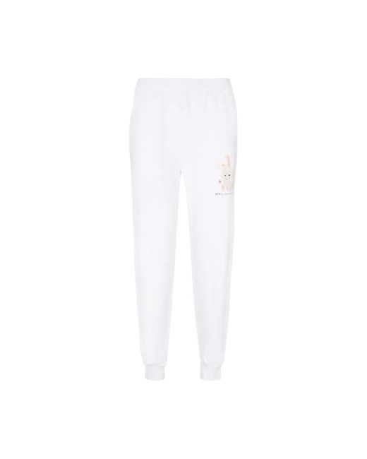 Stella McCartney Broeken ,Wit ,Katoen Katoenen Track-Pants Met Front Logo Print in het White