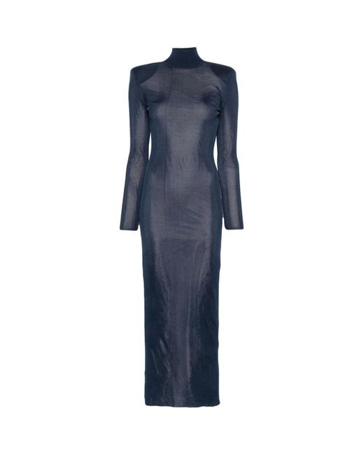 Self-Portrait Blue Dunkelblaues langarmkleid,blaues elastisches viskosekleid ungefütterter stil