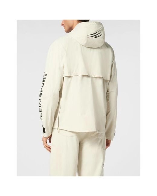 Philipp Plein Fitness ,Grijs ,Nylon Scratch Windbreaker in het White voor heren
