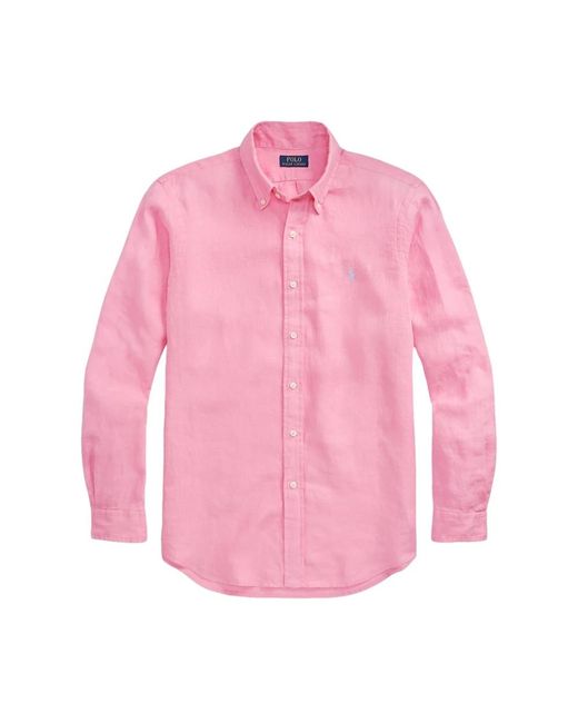 Camicia sportiva a maniche lunghe rosa di Polo Ralph Lauren in Pink da Uomo