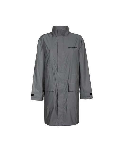 Karl Lagerfeld Gray Techno-stoffjacke mit mehreren taschen