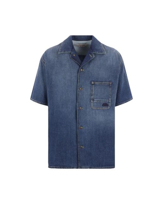 Alexander McQueen Blue Denim Shirts for men