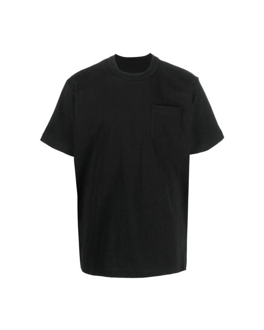 Sacai Schwarzes side-zip jersey t-shirt in Black für Herren
