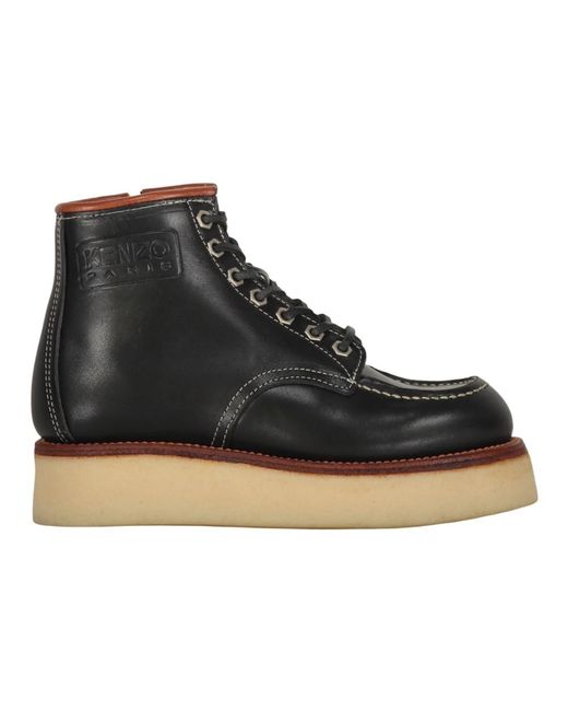 KENZO Black Lace-Up Boots