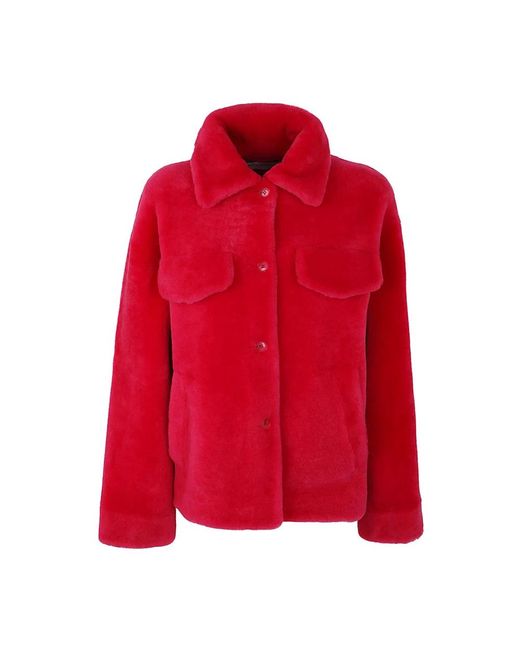 Inès & Maréchal Red Faux Fur & Shearling Jackets