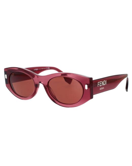 Fendi Brown Sonnenbrille roma fe40125i,transparente lila ovale sonnenbrille mit metallbügeln
