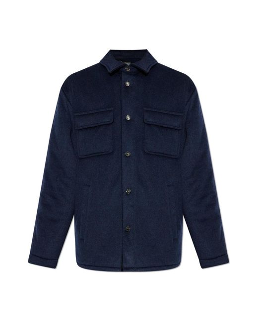 Etro Jassen ,Blauw ,Leer Kasjmier Geïsoleerde Jas in het Blue voor heren