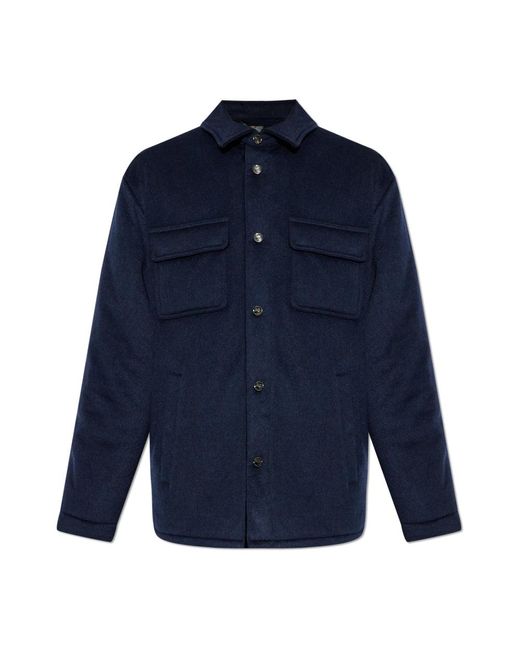 Etro Jassen ,Blauw ,Leer Kasjmier Geïsoleerde Jas in het Blue voor heren