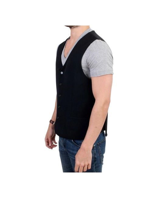 CoSTUME NATIONAL Elegante Schwarze Wollmischung Casual Weste in Black für Herren