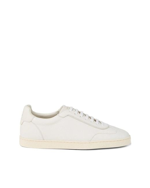 Brunello Cucinelli Weiße Sneakers Schnürung Gepolsterter Knöchel in White für Herren