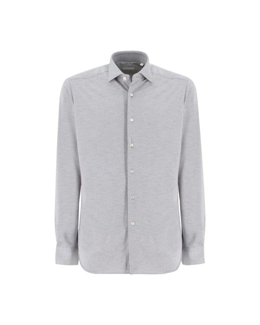 Xacus Elegantes hemd mit französischem kragen und perlmuttknöpfen in Gray für Herren