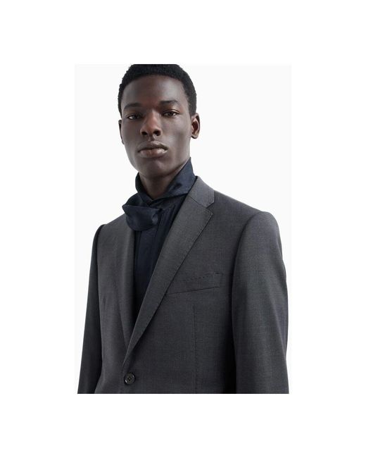 Emporio Armani Modernes slim fit anzug aus reiner wolle in Black für Herren
