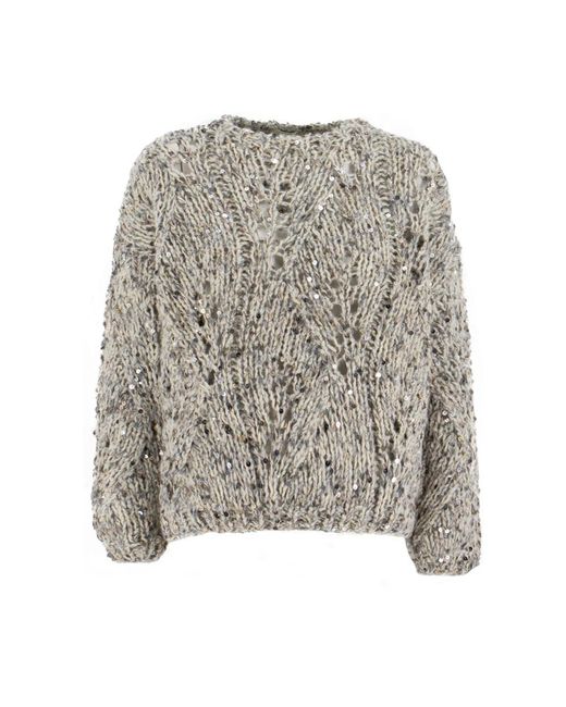 Round-Neck Knitwear di Panicale in Gray