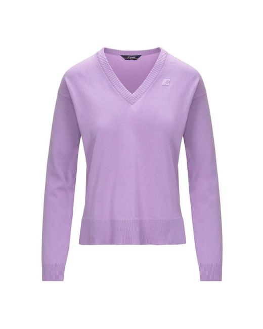 K-Way Purple V-Neck Knitwear