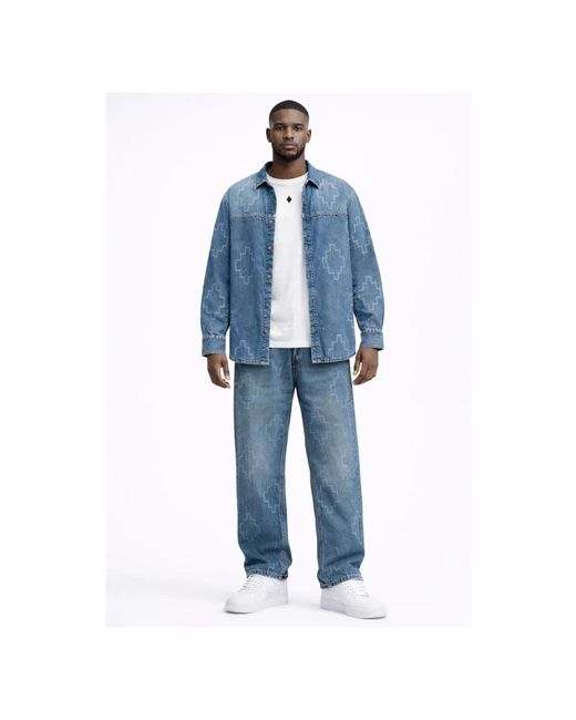 Marcelo Burlon Blue Denim Shirts for men