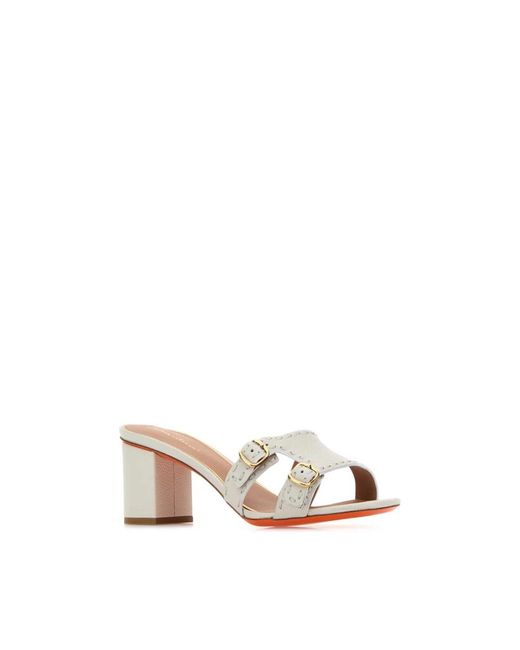 Santoni Natural Heeled Mules