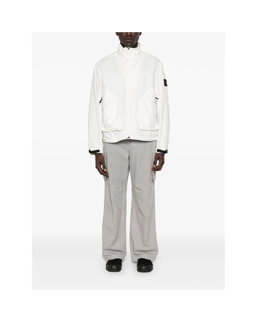 Stone Island White Light Jackets for men
