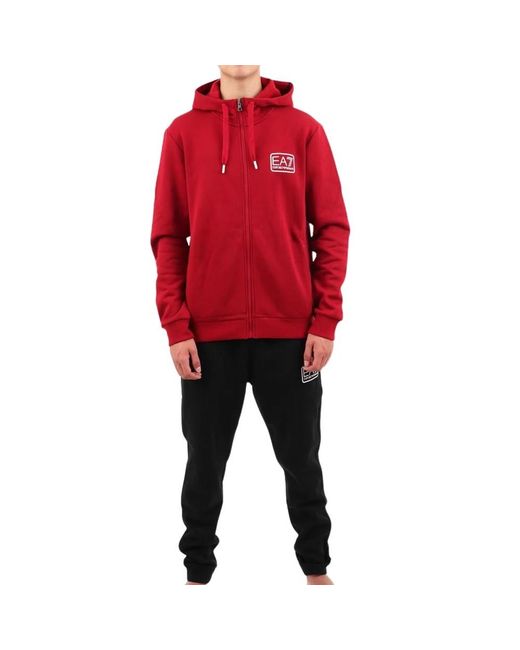 EA7 Fitness ,Rood ,Katoen Sportieve Trainingspak Set in het Red voor heren