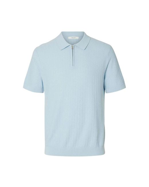 SELECTED Polo Met Rits in het Blue voor heren